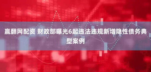 赢翻网配资 财政部曝光6起违法违规新增隐性债务典型案例